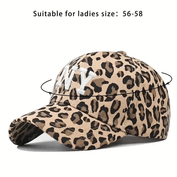 1pc Women's Embroidered NY Leopard Print Baseball Cap, Outdoor Adjustable - Picture 2 of 3
